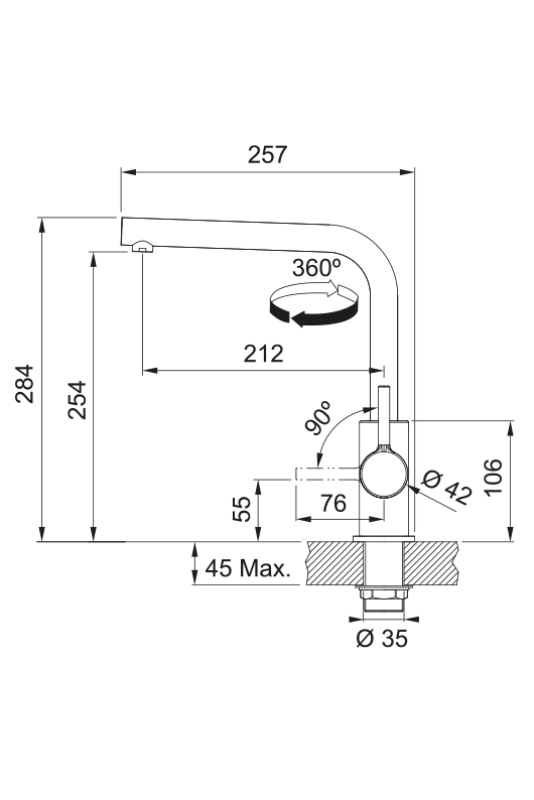 Franke Lina L Keukenkraan Draaibare Uitloop Zwart 115.0693.393