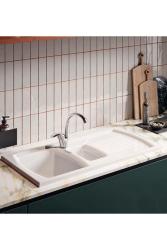 Ausmann Ceramic Crest 1,5 Keramische Witte Spoelbak met Afdruipgedeelte 995 x 497 mm  1208971131