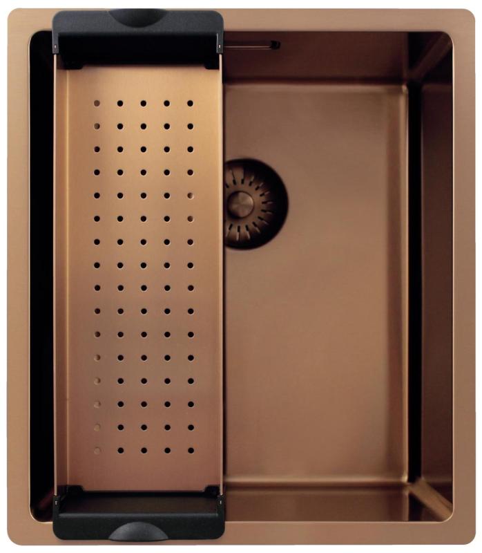 Pure.Sink Exclusivo Koperen spoelbak 34x40 cm 10mm radius onderbouw, vlakbouw en opbouw PEX3440-62