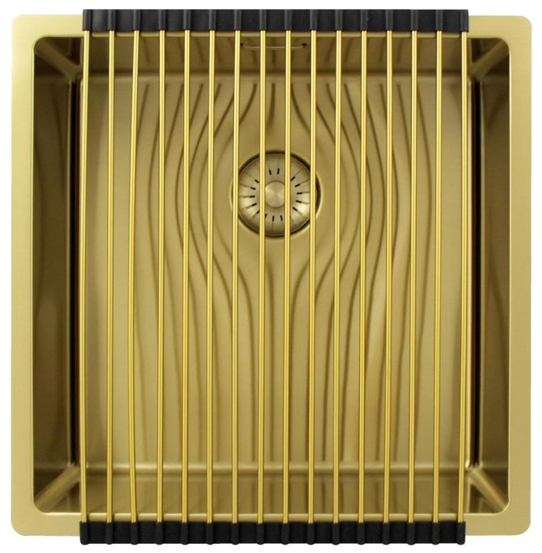 Pure.Sink Exclusivo Gouden spoelbak 40x40 cm 10mm radius onderbouw, vlakbouw en opbouw PEX4040-60