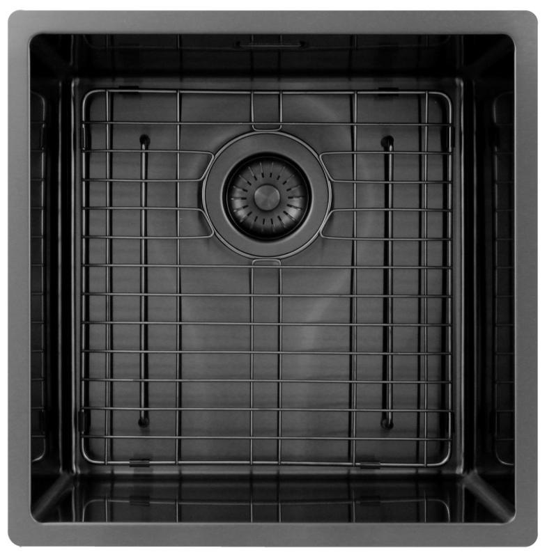 Pure.Sink Exclusivo Gun metal spoelbak 40x40 cm 10mm radius onderbouw, vlakbouw en opbouw PEX4040-61