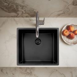 Pure.Sink Exclusivo Gun metal spoelbak 45x40 cm 10mm radius onderbouw, vlakbouw en opbouw PEX4540-61