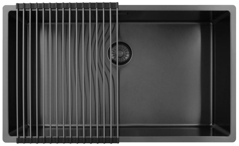 Pure.Sink Exclusivo grote Gun metal spoelbak 70x40 cm 10mm radius onderbouw, vlakinbouw en opbouw PEX7040-61