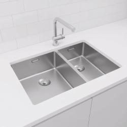 Pure.Sink Exclusivo RVS 1,5 anderhalve spoelbak 34+18 cm 10mm radius PEX341840-02