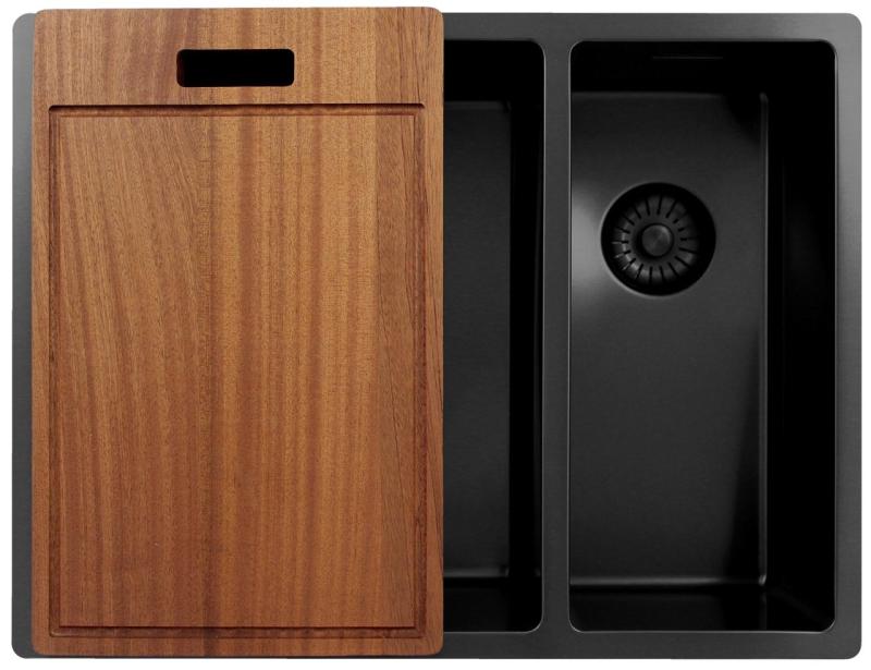 Pure.Sink Exclusivo Gun Metal 1,5 anderhalve spoelbak 34+18 cm 10mm radius PEX341840-61