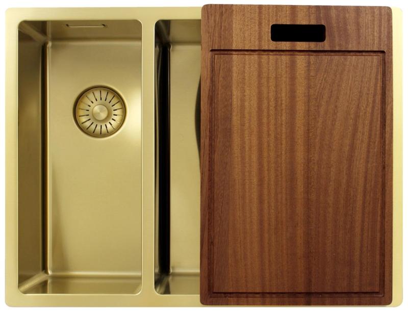 Pure.Sink Exclusivo Gouden 1,5 anderhalve spoelbak 18+34 cm 10mm radius PEX183440-60