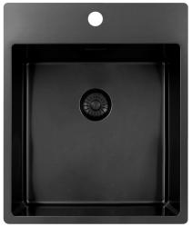 Pure.Sink Exclusivo Gun Metal spoelbak 44x52 cm Tapwing met kraangatbank 10mm radius PEX4040T-61