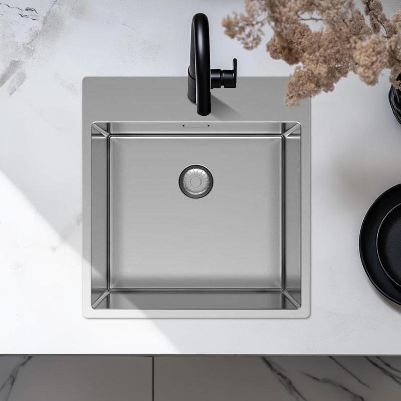 Pure.Sink Exclusivo RVS spoelbak 49x52 cm Tapwing met kraangatbank 10mm radius PEX4540T-02