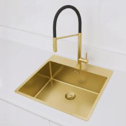 Pure.Sink Exclusivo Gouden spoelbak 54x52 cm Tapwing met kraangatbank 10mm radius PEX5040T-60