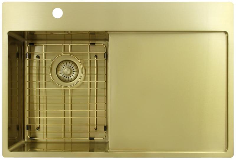 Pure.Sink Exclusivo Gouden kleine spoelbak met afdruipgedeelt 78x52 cm Tapwing links PEX3478LT-60