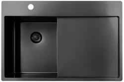 Pure.Sink Exclusivo Gun Metal kleine spoelbak met afdruipgedeelte 78x52 cm Tapwing links PEX3478LT-61