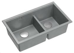 Quadri Newport II Dubbele Grijze Graniet Opbouw Spoelbak 76x45 cm met RVS plug 1208971370