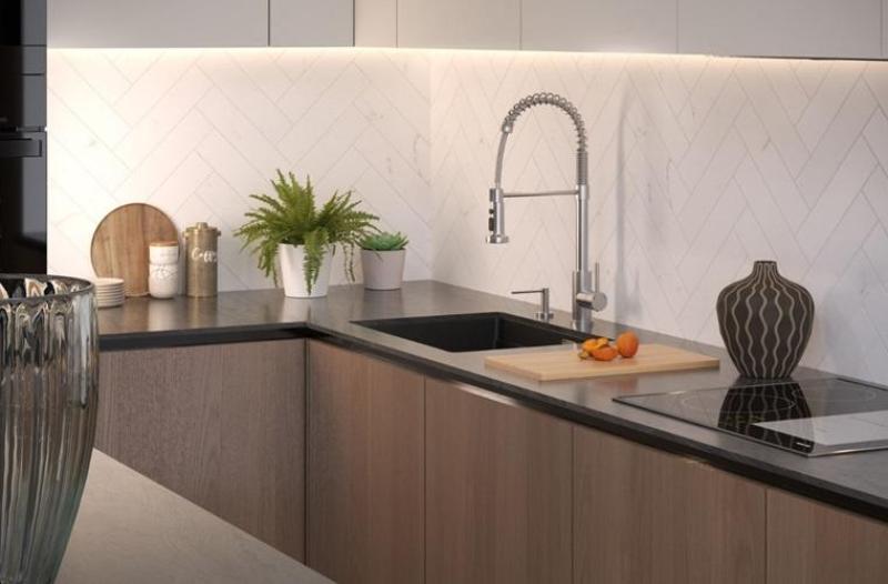 Quadri Redwick  keukenmengkraan RVS met half-flexibele uitloop en douche met 2 straalsoorten plus waterstop-functie 1208971411