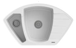 Graniteland Monte Granieten witte Hoekspoelbak opbouw 901x538mm met RVS Plug 1208971415