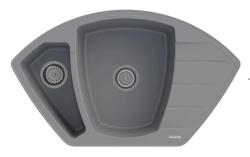 Graniteland Monte Granieten grijze Hoekspoelbak opbouw 901x538mm met RVS Plug 1208971416