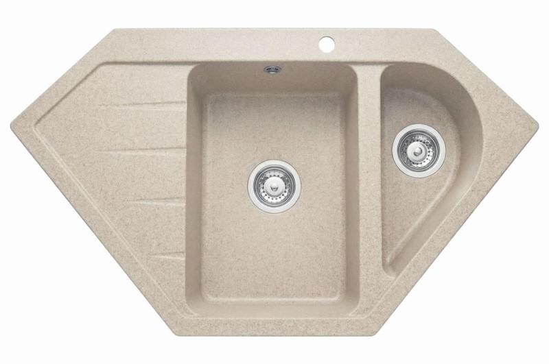 Graniteland Amiata Granieten beige Hoekspoelbak opbouw 955x489mm met RVS Plug 1208971417