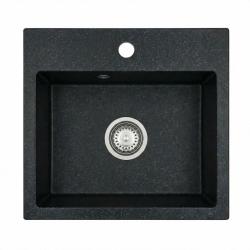 Graniteland Nera Granieten Spoelbak 45x42 cm Arduin hardsteen look Opbouw met Kraangatbank en RVS Plug 1208971432