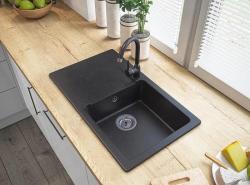 Graniteland Liri Granieten Arduin hardsteen look spoelbak met afdruipgedeelte 765x448 mm 1208971437