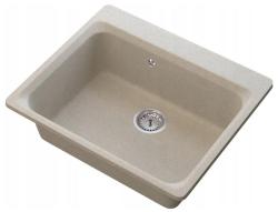 Graniteland Vastone Granieten Spoelbak 619x522 mm Beige Opbouw met Kraangatbank en RVS Plug 1208971444