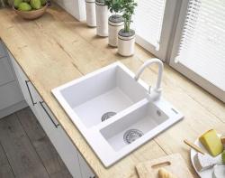 Graniteland Adda Granieten Witte 1.5 Spoelbak Opbouw 600x495mm 1208971455