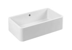 Ausmann Ceramic Mira Keramische Witte Spoelbak - Onderbouw en Tussenbouw 795 x 460 mm met Witte plug 1208971470