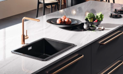 Ausmann Ceramic Ember Keramische Mat Zwarte Spoelbak - Opbouw en Onderbouw 54 x 40 cm met Gun metal plug 1208971498