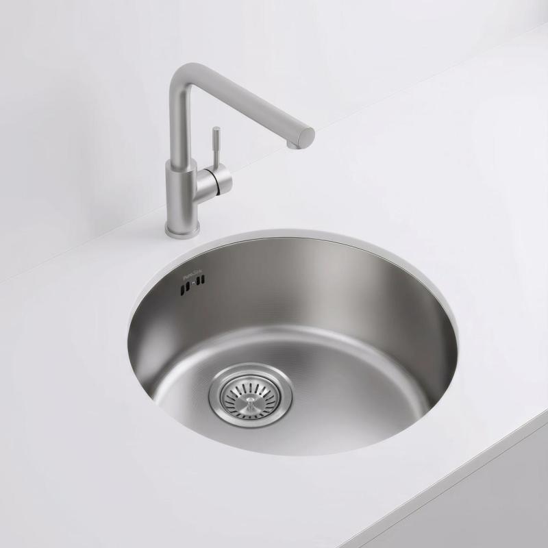 Pure.Sink Rondo RVS Ronde Spoelbak vlakinbouw, onderbouw en opbouw 38 cm PRN38-02