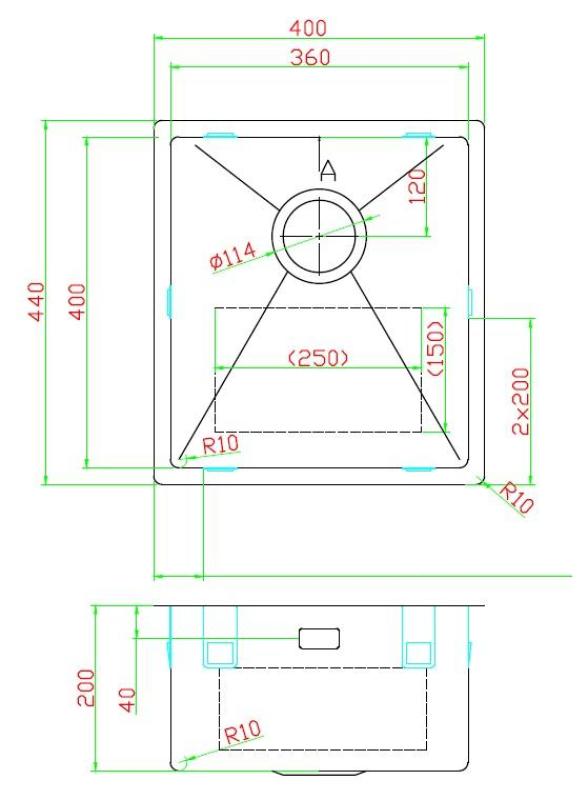 Pure.Sink Luxion Koperen spoelbak 36x40 cm onderbouw, vlakinbouw en opbouw PLX3640-62