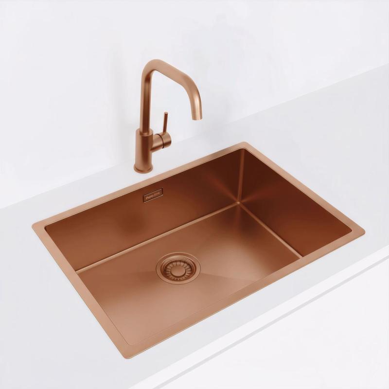 Pure.Sink Luxion Koperen spoelbak 55x40 cm onderbouw, vlakinbouw en opbouw PLX5540-62