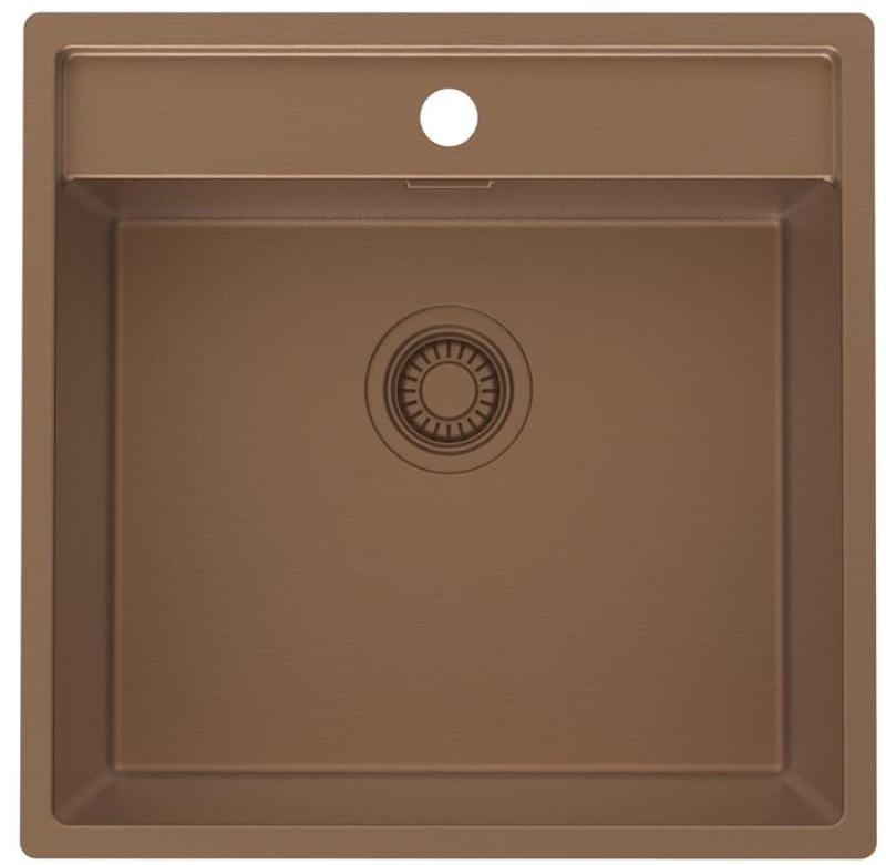 Pure.Sink Luxion Koperen spoelbak 51x50 cm Tapwing met kraangatbank PLX5150T-62