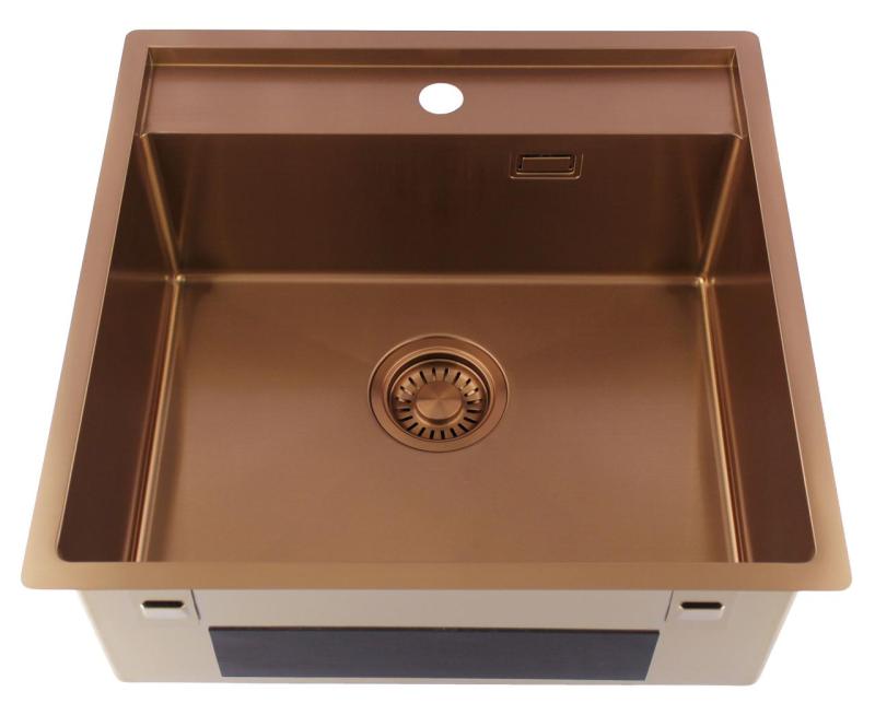 Pure.Sink Luxion Koperen spoelbak 51x50 cm Tapwing met kraangatbank PLX5150T-62