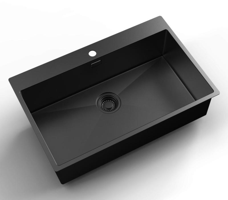 Pure.Sink Luxion PVD Grote Zwarte spoelbak 78x50 cm Tapwing met kraangatbank PLX7850T-63