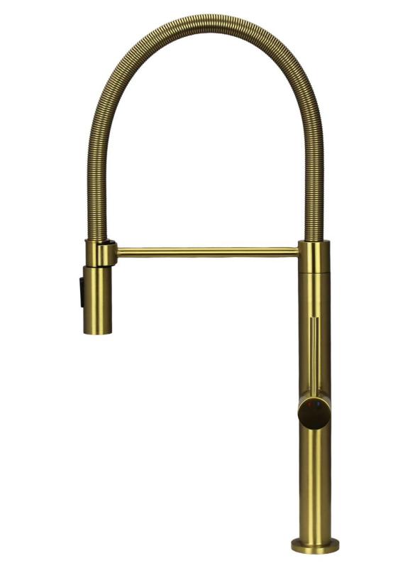 Pure.Sink Luxion Gouden keukenkraan profi met flexibele uitloop en 2 straalsoorten PLXFLEX-60