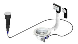 Granitemy Witte Afvoerset inclusief drukknop-waste met plug, plus rechthoekige en ronde overloop 1208971747