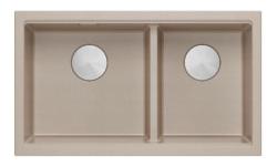 Quadri Newport II Dubbele Beige Graniet Onderbouw Spoelbak 702 x 390 mm met RVS plug 1208971757