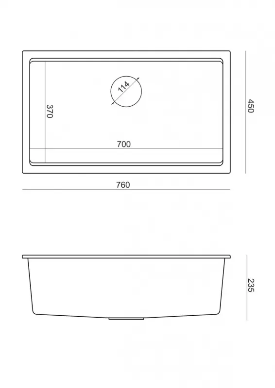 Quadri Newport II grote en diepe spoelbak graniet opbouw en onderbouw beige spoelbak 76x45cm met koperen plug 1208971758
