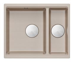 Quadri Newport II beige 1,5 spoelbak graniet opbouw en onderbouw spoelbak 555x460mm met rvs plug 1208971769