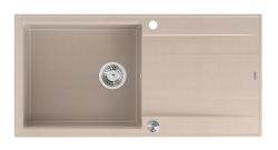 Quadri Luton pearl beige granieten opbouw spoelbak met afdruipvlak omkeerbaar 100x50cm met rvs plug 1208971772