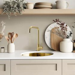Pure.Sink Rondo Gouden Ronde Spoelbak vlakinbouw, onderbouw en opbouw 38 cm PRN38-60