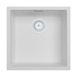 Ausmann Fibre witte spoelbak 40x40cm onderbouw, opbouw en vlakinbouw met automatische witte plug 1208971896