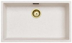 Ausmann Fibre zand wit grote spoelbak 70x40cm onderbouw, opbouw en vlakinbouw met automatische gouden plug 1208971938