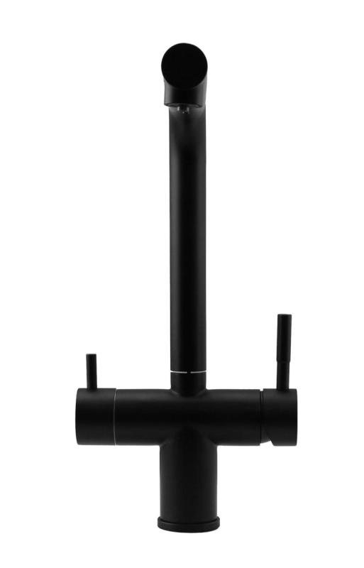 Pure.Sink Elite Steel Clear-S Mat zwart 3-weg Keukenkraan met Uittrekbare Uitloop en Gefilterd Water PS8120-10