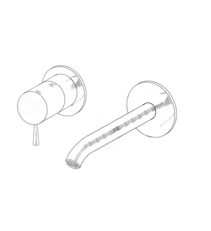 MURO TUA muur inbouw wastafelkraan chroom M1.AB1.2.CR