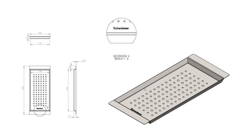 Massimo Accessoire Inzetbakje Zwart Mat 183x430x19mm
