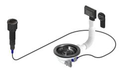 Pure.Sink Universal Gun metal Afvoerset inclusief drukknop-waste met plug, plus rechthoekige en ronde overloop WSTAUT-61