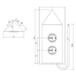 Indux Corner Еnergiezuil met 2 stopcontacten Randaarde Hoek Koper 1208972287