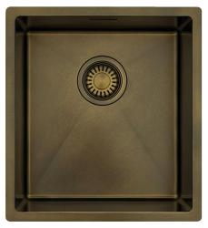 Pure.Sink Luxion PVD Antiek Bronzen spoelbak 36x40 cm onderbouw, vlakinbouw en opbouw  met bodemrek PLX3640-64