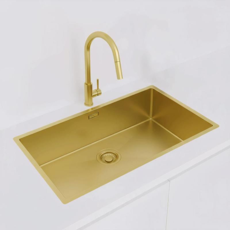 Pure.Sink Luxion Grote Gouden spoelbak 74x40 cm onderbouw PLX7440-60