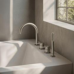 MURO TUA inbouw badrandmengkraan met ronde uitloop en uittrekbare handdouche chroom 1208972441