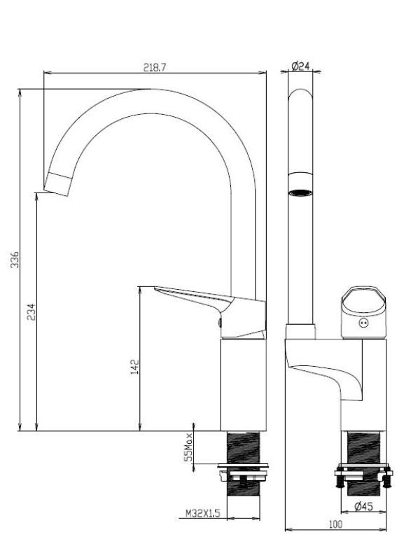 Aquanello Casa Keukenmengkraan Chroom met Bovenhendel CR-1202-CS
